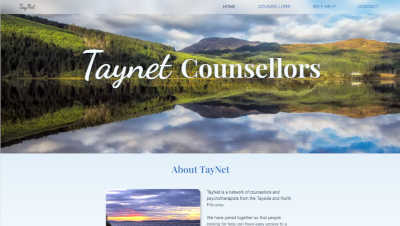 Front page of the Taynet.org.uk website as it appears on a desktop computer